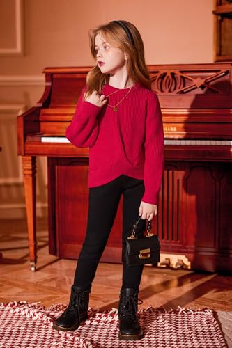 Image of Arshiner Girl's Sweaters Kids Twist Front Cute Pullover Knitted Jumper Fall Winter Clothes