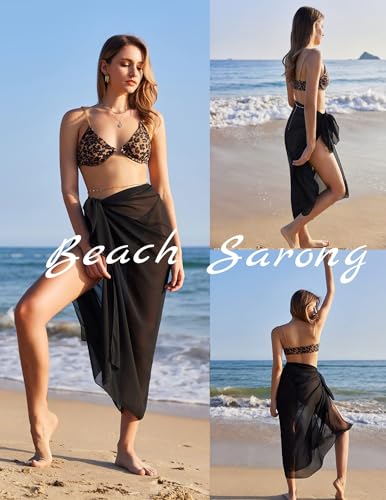 Image of Ekouaer Women Sarong Swimsuit Coverups Chiffon Long Bikini Wraps Sheer Beach Bathing Suit Cover Up