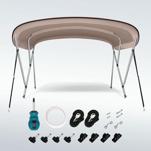 KING BIRD 3-4 Bow Bimini Boat Top Cover Sun Shade Boat Canopy Waterproof 1 Inch Stainless Aluminum Frame 46" Height with Rear Support Poles and Storage Boot 6 Colors -11 Sizes by KING BIRD - Image 7