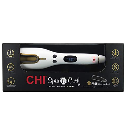 Chi Spin N Curl 1" Ceramic Rotating Curler In White, 1 Pound. Ideal For Shoulder-Length Hair Between 6-16” Inches. #TOP1