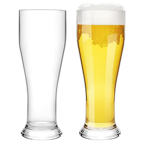 COOKY.D Bière Blé Pinte Verres Incassable Tritan-Plastique Grand Verres Ensembles Cadeau Unique Pour Les Fêtes Piscines Camping Pique-niques Passe Au Lave-Vaisselle 480 ML / 16.8 OZ, Lot De 2