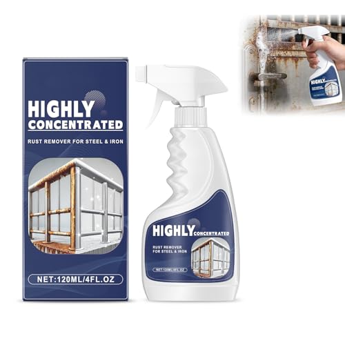 2Pcs Rust Remover Spray for Metal, Highly Concentrated Steel Rust Remover, Powerful Heavy Duty Rust Stain Remover Kit for Car Parts, Metal, Tools, Fast Acting Rust Stain Remover, Spray-On Cleaner