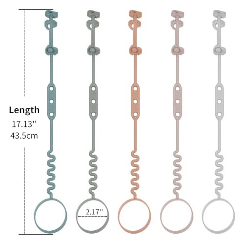 Image of Baby Bottle and Sippy Cup Straps - Adjustable Straps Attach with Strollers, High Chair, Shopping Cart - Food Grade Silicone - Dishwasher Safe (5Packs, Color 1)