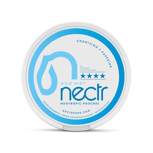 Image of Nectr Nootropic Energy Pouches, Focus & Energy, Mild Mint, Cognizin 62.5 mg, Caffeine 30 mg, 16 Pouches, Neuro Support, Sugar Free, 1 Can