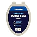 HIGHCRAFT Premium Elongated Toilet Seat with Adjustable Hinges - Molded Plastic Toilet Seat - Fits Standard Elongated Toilets - Oval Seat in Bone/Beige