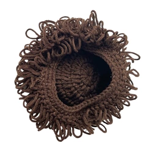 Cute Yarn Wig Hat for Boys and Girls Soft Woolen Cap for Boys and Girls Adorable Knitted Beanie for Outdoor Fun and Parties Recommended for Ages Brown
