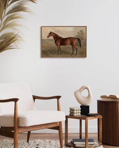 Image of KISSFOX Framed Wall Art Vintage Wall Decor Horse Pictures Equestrian Canvas Art Retro Animal Paintings Farmhouse Artwork For Bedroom Living Room Kitchen