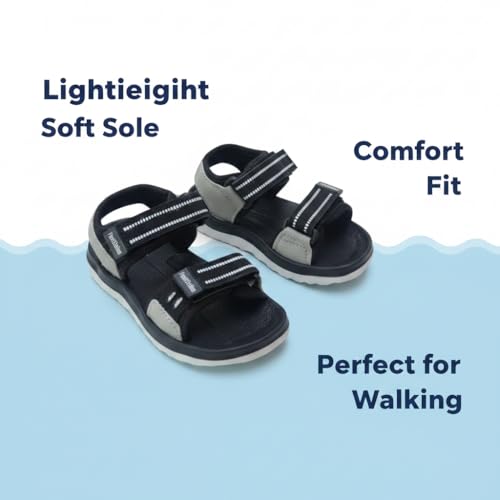 Image of Kids Open Toe Sports Sandals | Comfortable Lightweight Double Welcro Outdoor Athletic Sandals for Boys, Girls & Toddlers | Daily Play Shoe (1-10 Years)