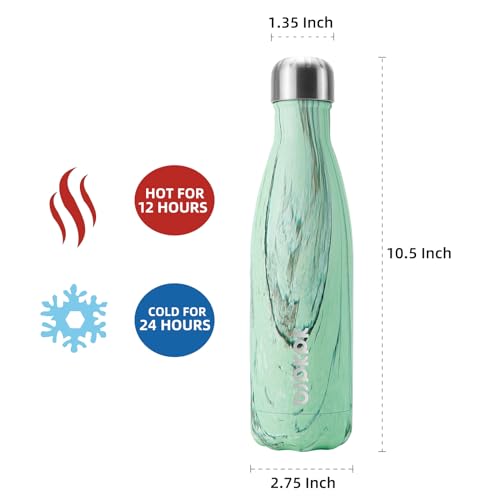 Image of BJPKPK Stainless Steel Water Bottles 17 oz Metal Insulated Water Bottle Reusable,Wood Graphics Green