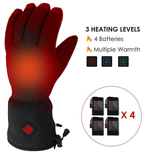 luxilooks Electric Heated Gloves with 4 Rechargeable Batteries for Men Women, Thermal Touchscreen
