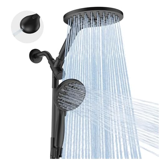 MakeFit Dual Handheld Shower Head Combo, 2-in-1 Rain Shower Heads System 8 Inch Rainfall Shower Head and 10 Modes High Pressure Hand Held Showerhead with Built-in Power Wash