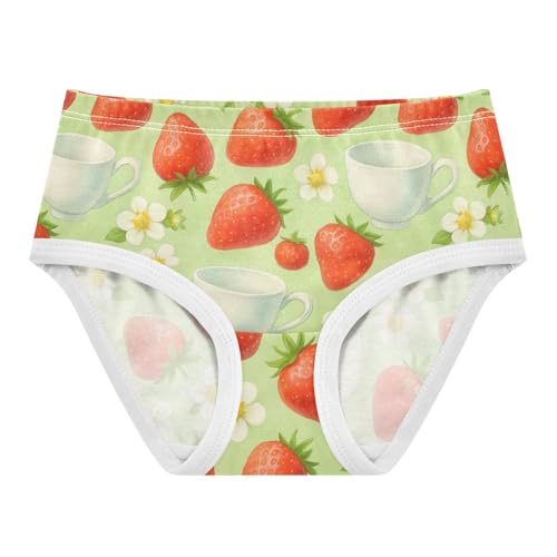 Joisal Fancy Toddler Girls Underwear 2t Cotton Panties for Girl Red Strawberries White Daisies Green Briefs Undies Kids