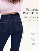 UCOOLYN Jeans Damen, High Waist Hohe Taille Straight Leg Gerades Bein Stretch Jeans mit Gummizug Pull On Hosen, 5 Taschen Gürtelschlaufen, Indigo Blau – Ansicht 4