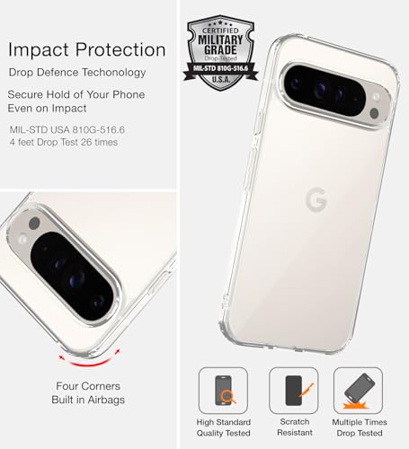 Image of Golden Sand for Google Pixel 9 Pro XL 5G Back Case - Ice Crystal Hybrid Shockproof Back Cover, Transparent PC Military Grade TPU, Crystal Clear