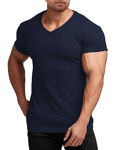T-shirt en tricot côtelé homme pour sport et look casual col V