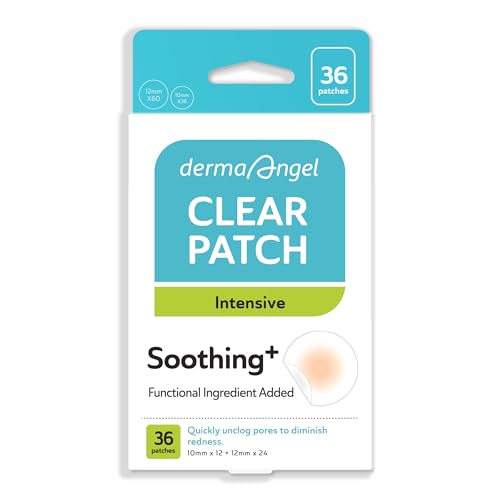DERMA ANGEL Invisible Salicylic Acid Pimple Patches for Face - Redness Reducing Hydrocolloid Acne Patches, Clear Pimple & Zit Patches for Blind Pimples - 36 Count 2 Sizes Soothing Plus (Clear Patch)