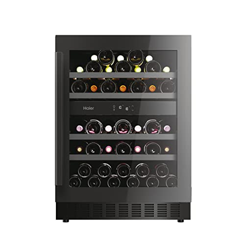 Haier Integrated 60cm Wine Cooler, 44 Bottle Capacity, Dual Temperature Zone, Black - HAKWBD 60 UK