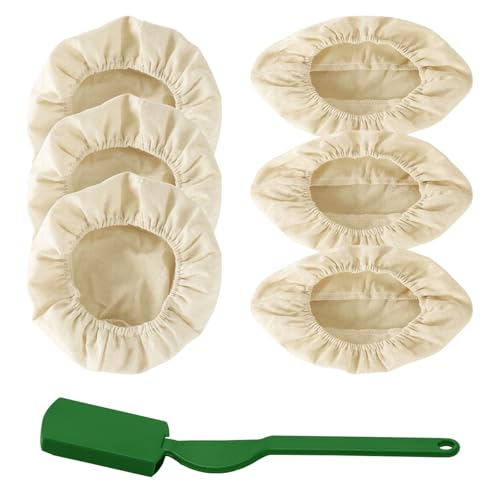 6 Piezas tela para cesta de pan, Forro de Tela para Cesta, Inserto de Lino para Cesta de Fermentación Para Principiantes, Amantes de La Repostería, Algodón y Lino, Redonda/Ovalada