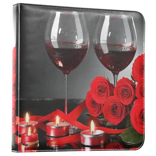 Álbum de Fotos Self Adhesive DIY Scrapbook Album Cuero PU Rojo Vino para San Valentín con 3 Anillas 40 Páginas 8x10 para Memorias miniatura 1