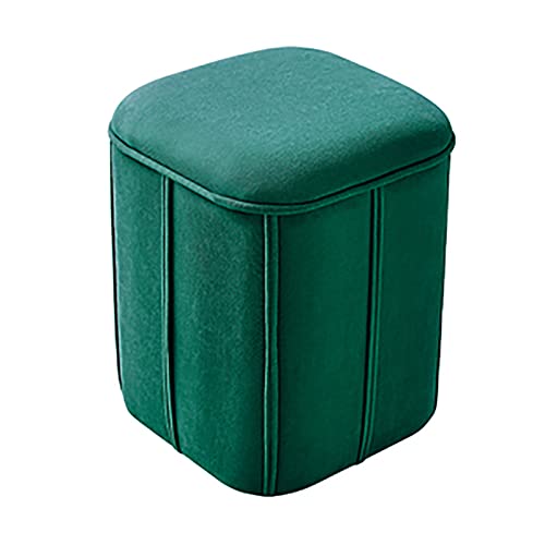 Tabouret de rangement en velours avec repose-pieds de salon vert - 2
