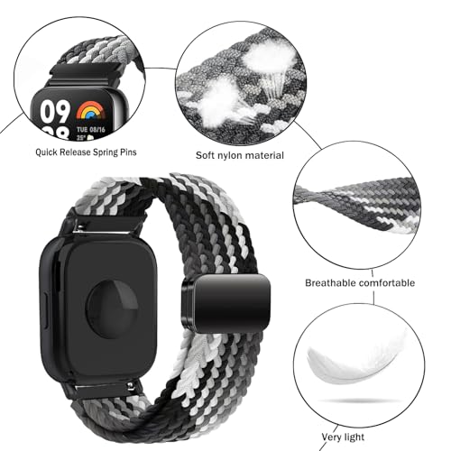 Issinlky Nylonowa pleciona opaska do Redmi Watch 5 Lite/5 Active, elastyczny pasek 22mm do inteligentnego zegarka Xiaomi Redmi Watch 5 Lite/5 Active