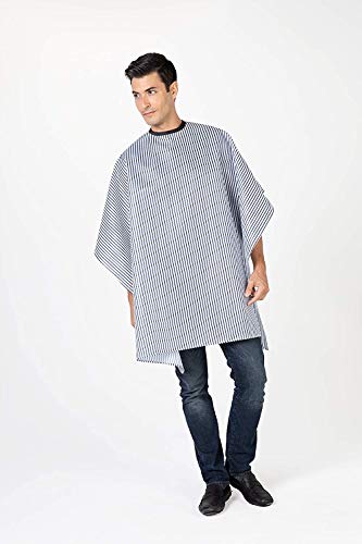 Betty Dain Seersucker Classic Barber Cutting/Styling Cape, Classic Seersucker Stripe, Soft, Machine Washable Nylon Fabric, Repels Hair, Snap Closure at Neck, Black/White Stripe, 45 x 54 inches