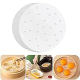 100 Piezas de Papel de Hornear Redondo Papel Para Freidora de Aire Redondo Redondo Papel de Vaporizador para Freidora de Aire, Alfombrilla de Bambú para Vapor 20cm/7.87 Dampfgarer Papier