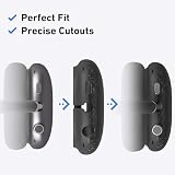 Etui na słuchawki AirPods Max, AHBTEYM czarna perłowa powłoka, tekstura, TPU, nauszniki, opaska na głowę, silikonowa osłona, kompatybilne z Apple AirPod Max, ochrona akcesoriów (czarna powłoka)