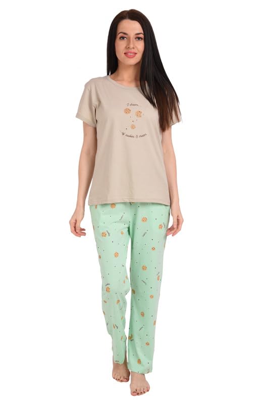 Image of Bedtime story Cotton Night Suit for Women Girls | Women's Cotton Printed Pant & Top Night Suit Set Pyjama Set Sleepwear Nightwear Nightdress Loungewear