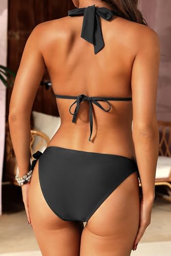 Image of Women Halter Bikini Set - Two Piece Triangle Swimsuit Tie Bathing Suit 2025 Cute Swimwear