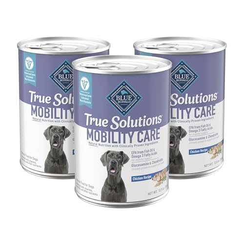 Blue Buffalo True Solutions Mobility Care Formula Wet Dog Food for Adult Dogs, Chicken Recipe, 12.5 oz. Cans, 3 Count
