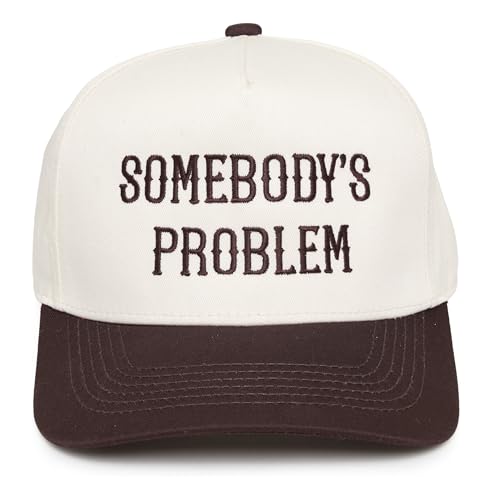 Two-Tone Canvas Snapback Baseball Cap - Somebodys Problem - Brown/Beige