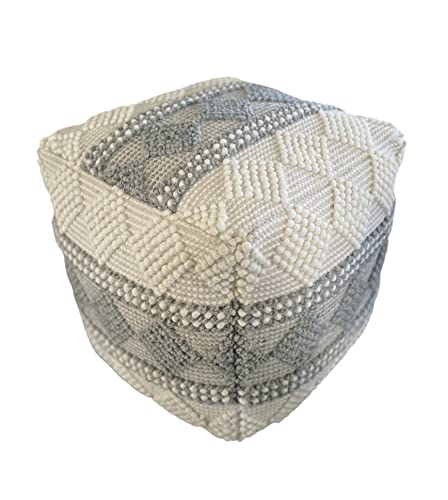 NOORI-HOME-Premium-Handmade-Handcrafted-Comfy-Modern-Square-Diamond-Ally-Wool-Ivory-Beige-Grey-Beanie-Pouf-Ottoman-Chair-Footrest-Footstool-Seat-18x18x18-Living-Room-Bedroom-Kids-Room NOORI HOME Premium Handmade Handcrafted Comfy Modern Square Diamond Ally Wool Ivory Beige Grey Beanie Pouf Ottoman Chair Footrest Footstool Seat 18x18x18 Living Room Bedroom Kids Room