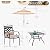 Sophia & William Patio Dining Set with Umbrella 6 Pieces, Outdoor Table and Chairs with 10ft Patio Beige Umbrella(No Base), Weather-Resistant for Garden, Backyard, Lawn, Balcony