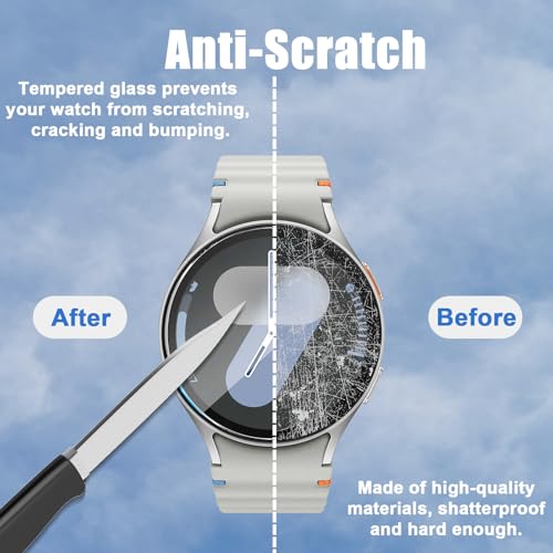 Image of 5 Pack Screen Protector Compatible with Galaxy Watch 7 /6 /5 /4 44mm, HD Tempered Glass, Touch Sensitive, High Clarity, Anti-Shatter, Bubble Free