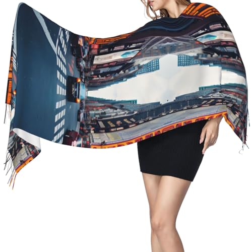 Rainbow Stars Ultra-Soft Cashmere-Fringed Scarf: Full-Width Printed, Luxuriously Warm And Elegant Shawl Scarf3