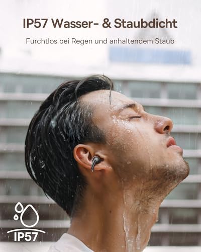 Baseus Bowie MC1 Open Ear Kopfhörer, Ohrclip mit Beeindruckender Klang, Adaptiver Bassverstärkung, Bluetooth 5,4, Geräuschunterdrückung bei Anrufen, IP57, 40H Akk, 5,2g Buds - Interstellar Schwarz