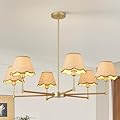 ZXFDWB Farmhouse Rattan Chandelier Light Fixture, 6-Light Boho Chandeliers for Dining Room, Adjustable Rustic Pendant Light Large Modern Gold Hanging Lighting for Kitchen Island, Living Room