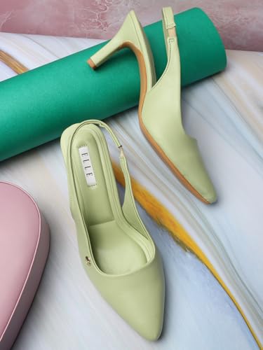 Image of ELLE Women Stylish and elegant Slingback Kitten Heel Mule Sandal