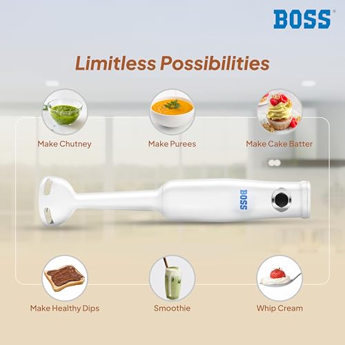 Image of BOSS Classic+ Hand Blender 175W with 3 Stainless Steel Blades & 2 Year Warranty | White