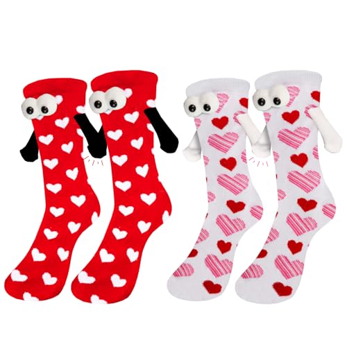 Blinket 2 Pairs Valentine's Day Magnetic Holding Hands Socks, Funny ...