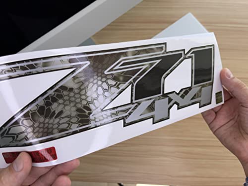 Image of GOLD HOOK Z71 4x4 Decals for Trucks Compatible with Chevy Silverado GMC Sierra 1500 2500 3500 - F (2007-2013) Bed Side, Set of 2, Premium Series (Kryptek Camo)