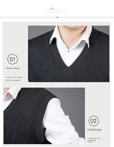 Men's Winter Solid Color V-Neck Diamond Pattern Loose Knit Sleeveless Short Sweater Vest2