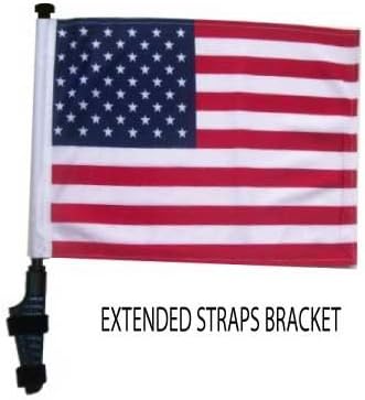 SSP Flags USA Flag EZ On & Off Extended Straps Bracket for UTVs or Wide Bar Golf Carts