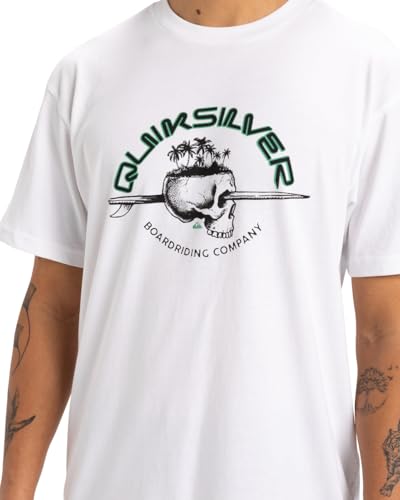 Quiksilver, Skull Lines Camiseta de Manga Corta, Hombres, M, White