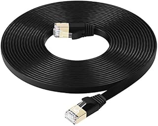 FOSTO Cat7 Ethernet Cable 5m, cat 7 Patch Cable Flat RJ45 High Speed 10 Gigabit LAN Internet Network Cable for Xbox,PS4,Modem,Router,Switch,PC,TV box (5m, Black)