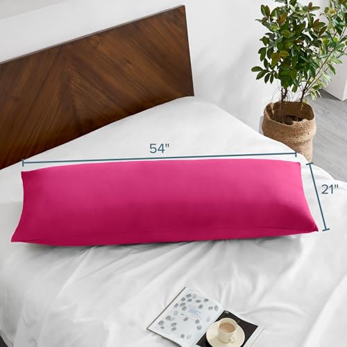 Image of Bare Home Microfiber Body Pillow Cover - Ultra Soft - Cooling Pillowcase - Double Brushed - Pillowcase with Zipper Closure - Easy Care (21''x54'' Body Pillow Cover, Pink)