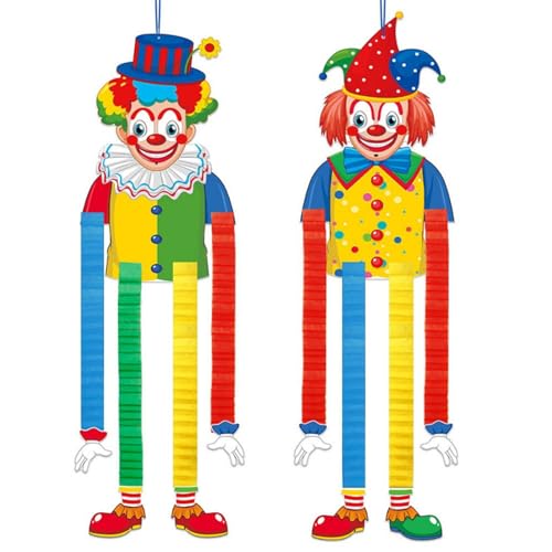 Guyode 2 peças cor boneco de papel suspenso para suprimentos, decoração carnaval festa de palhaço, decoração de parede festa carnaval, ornamento pendurado porta parede circo