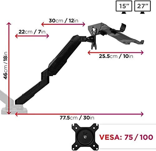 Duronic Dual Monitor Arm Stand DMDCL1X1 | Double/Twin PC Desk Mount | Height Adjustable | For 13-24 Inch LED LCD Screen & Laptop | VESA 75/100 | 6.5kg | Tilt +90°/-45° Swivel 180°
