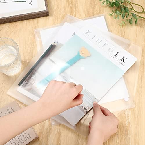 100 Pcs Clear Envelopes with Snap Button Closure A4 Letter Size Plastic Envelope Folder Poly Document Envelopes with Button Closure File Folders for School Home Office (Clear, Simple Style)
